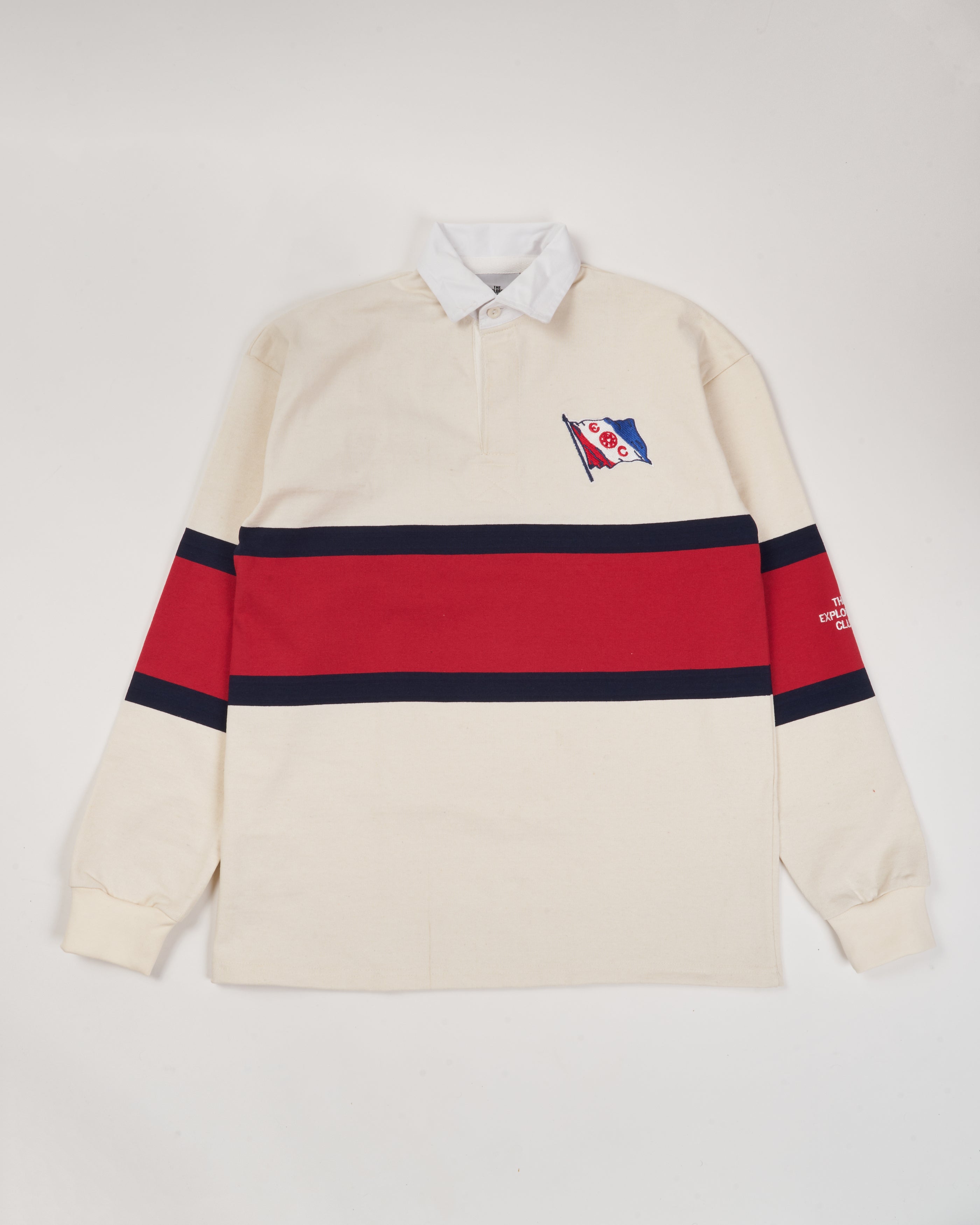 トップス RUGBY SHIRT STRIPE FLOWER_IVORY NAVY Rugby Shirt Stripe Flower Ivory Navy